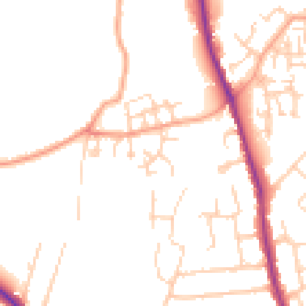 Daytime road noise heatmap for GU3 3HP
