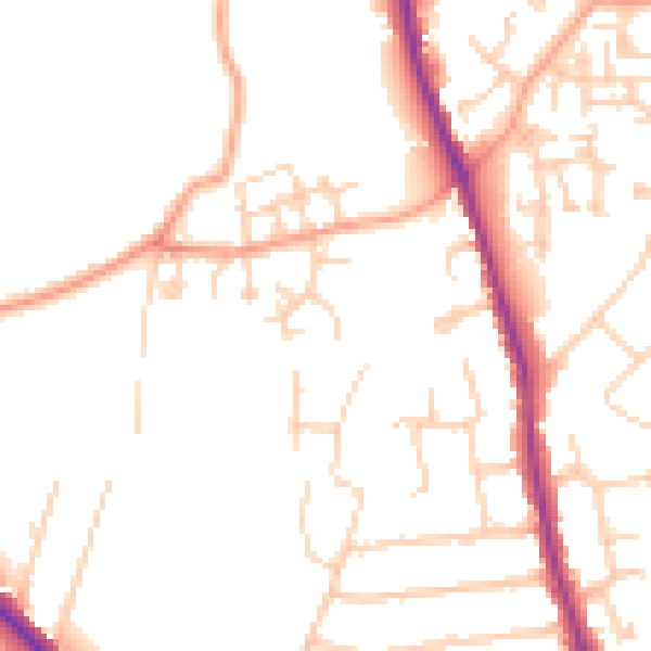 Daytime road noise heatmap for GU3 3HW