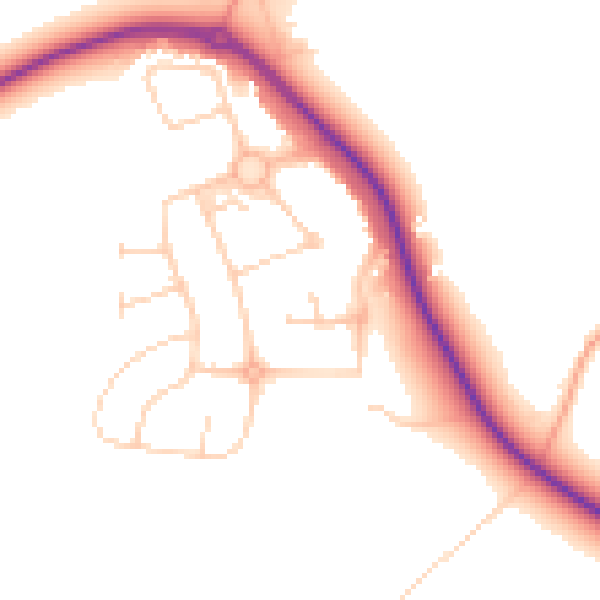 Daytime road noise heatmap for GU3 3JD