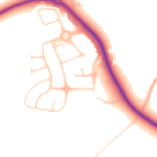 Daytime road noise heatmap for GU3 3JE
