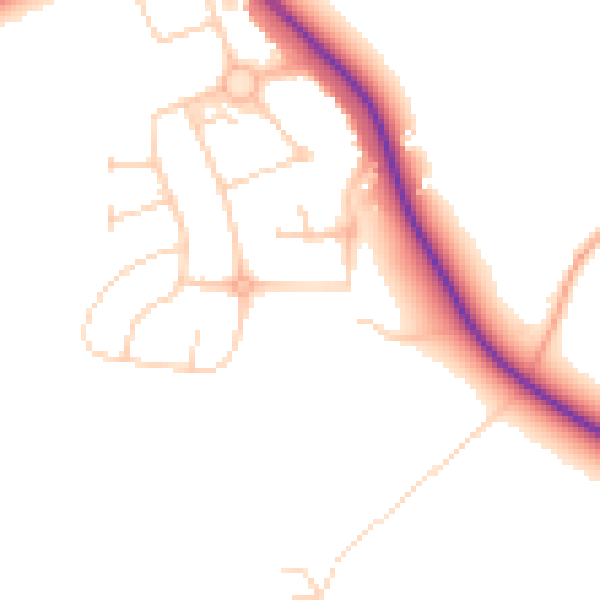 Daytime road noise heatmap for GU3 3JG