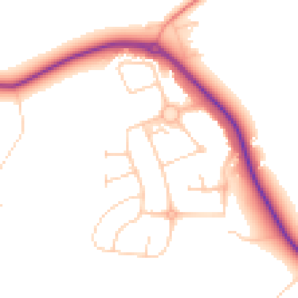 Daytime road noise heatmap for GU3 3JH