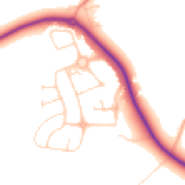 Daytime road noise heatmap for GU3 3JL