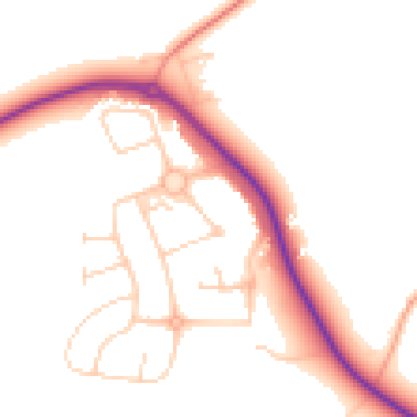 Daytime road noise heatmap for GU3 3JN