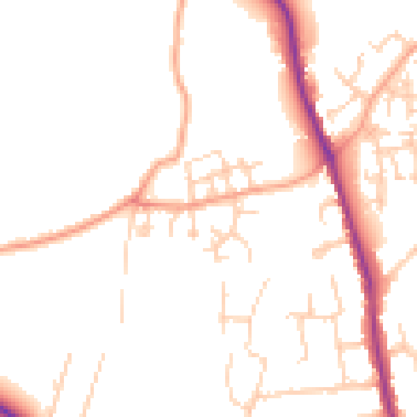 Daytime road noise heatmap for GU3 3JS