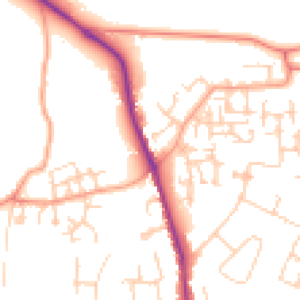 Daytime road noise heatmap for GU3 3LG