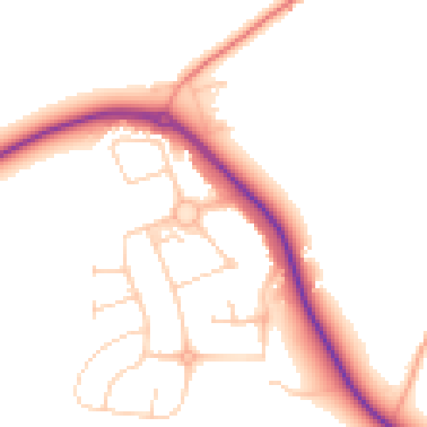 Daytime road noise heatmap for GU3 3LX