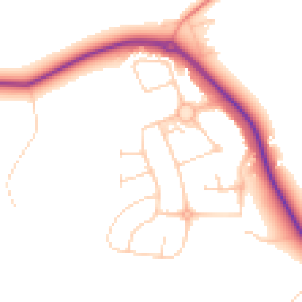Daytime road noise heatmap for GU3 3ND