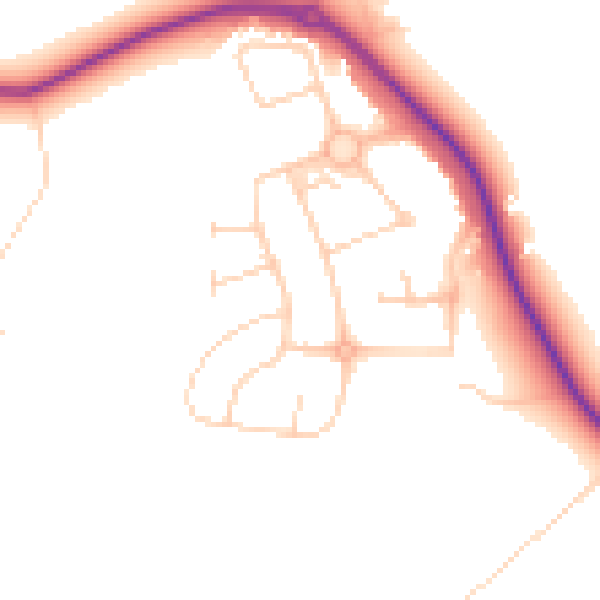Daytime road noise heatmap for GU3 3NE