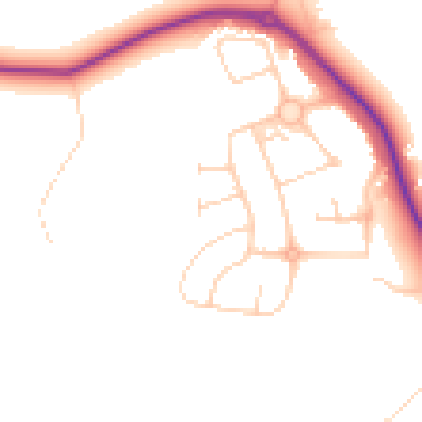 Daytime road noise heatmap for GU3 3NG