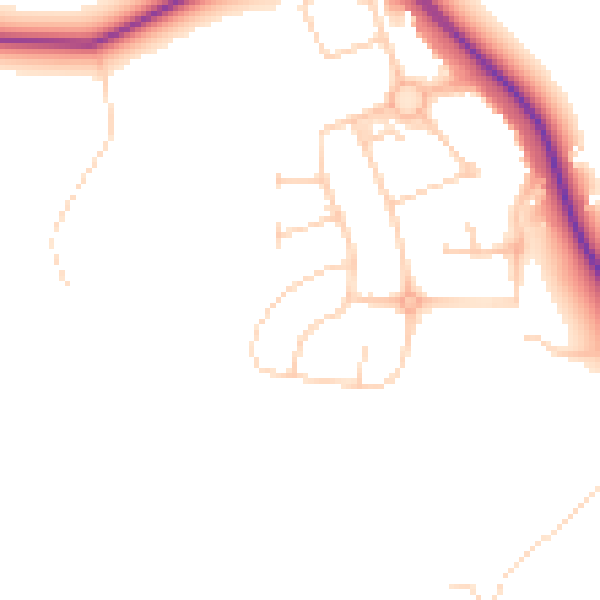 Daytime road noise heatmap for GU3 3NH