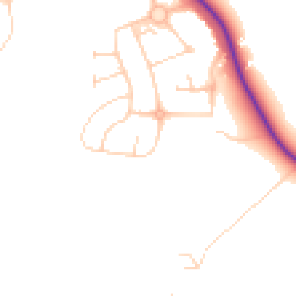 Daytime road noise heatmap for GU3 3NL