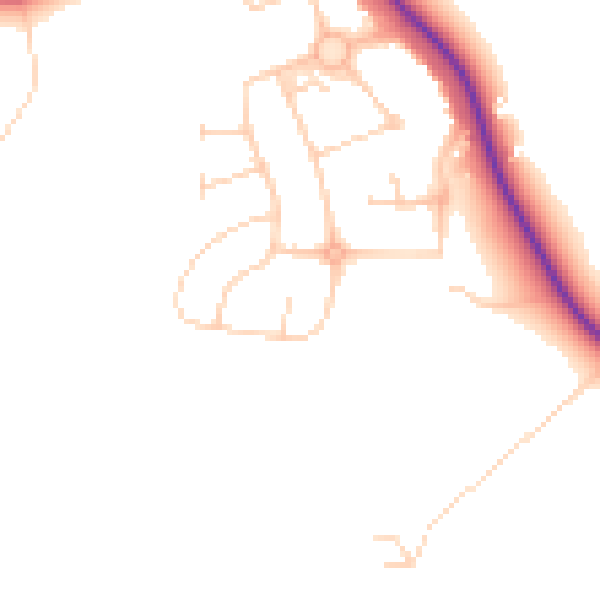 Daytime road noise heatmap for GU3 3NP