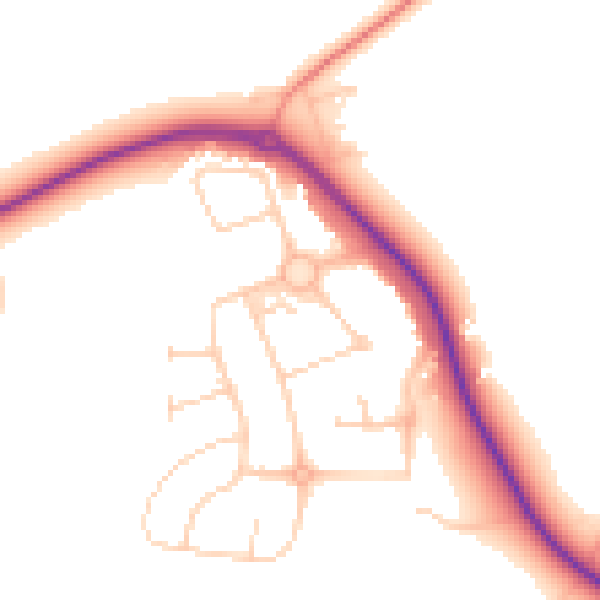 Daytime road noise heatmap for GU3 3NS