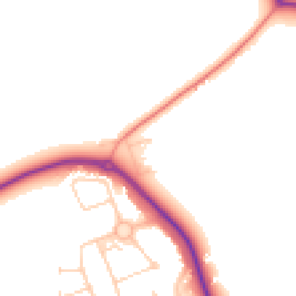 Daytime road noise heatmap for GU3 3PB