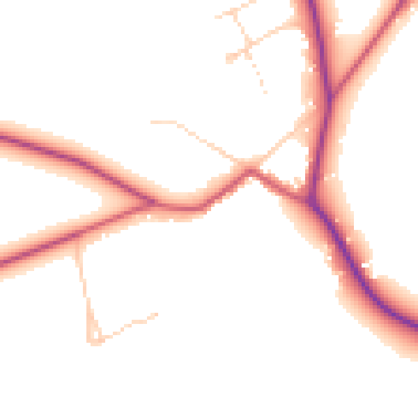 Daytime road noise heatmap for GU3 3PP