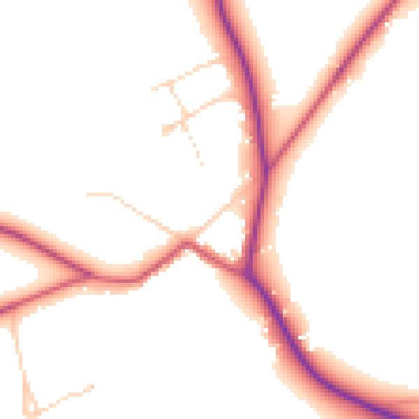 Daytime road noise heatmap for GU3 3PU