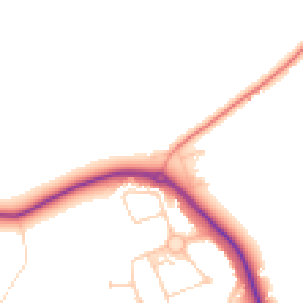 Daytime road noise heatmap for GU3 3QQ