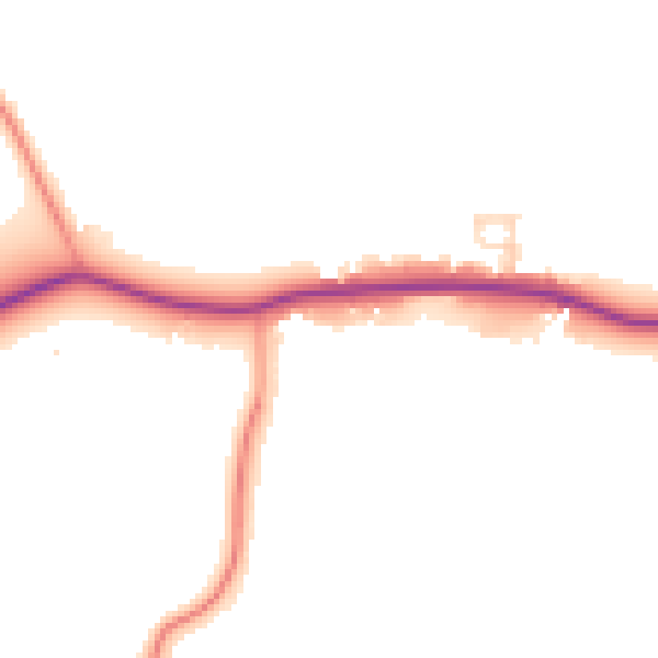 Daytime road noise heatmap for GU3 3QU