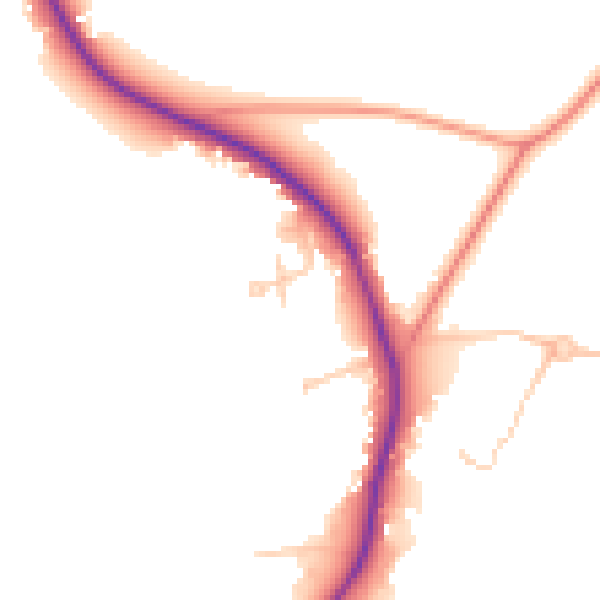 Daytime road noise heatmap for GU3 3QY
