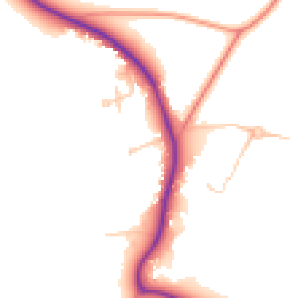 Daytime road noise heatmap for GU3 3RT