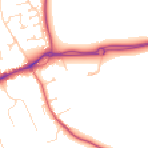 Daytime road noise heatmap for GU4 7AA
