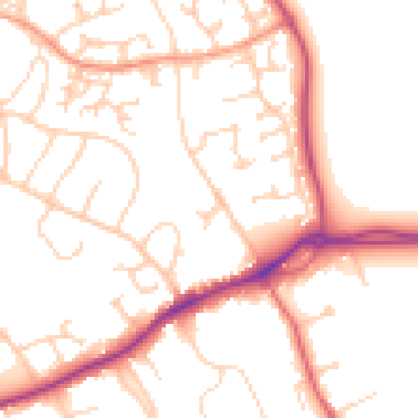 Daytime road noise heatmap for GU4 7AF