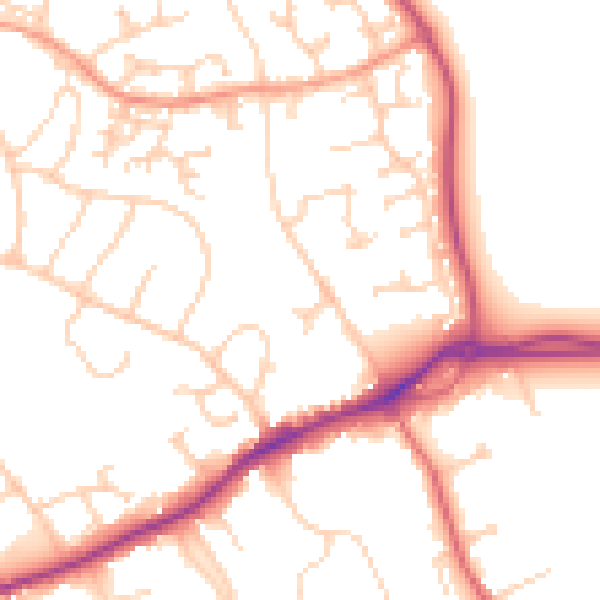 Daytime road noise heatmap for GU4 7AG