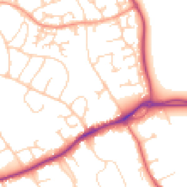 Daytime road noise heatmap for GU4 7AH
