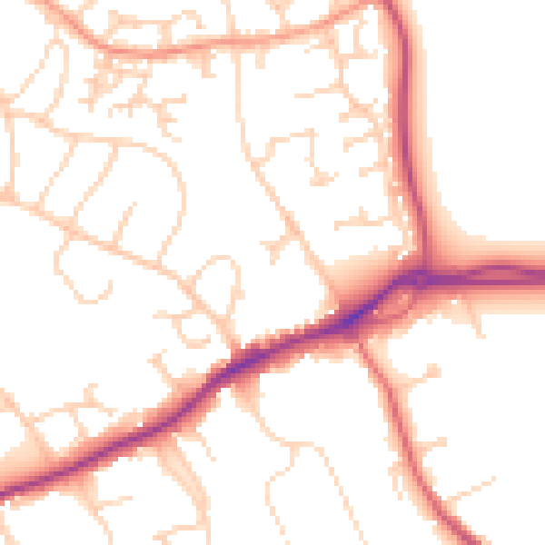 Daytime road noise heatmap for GU4 7AL