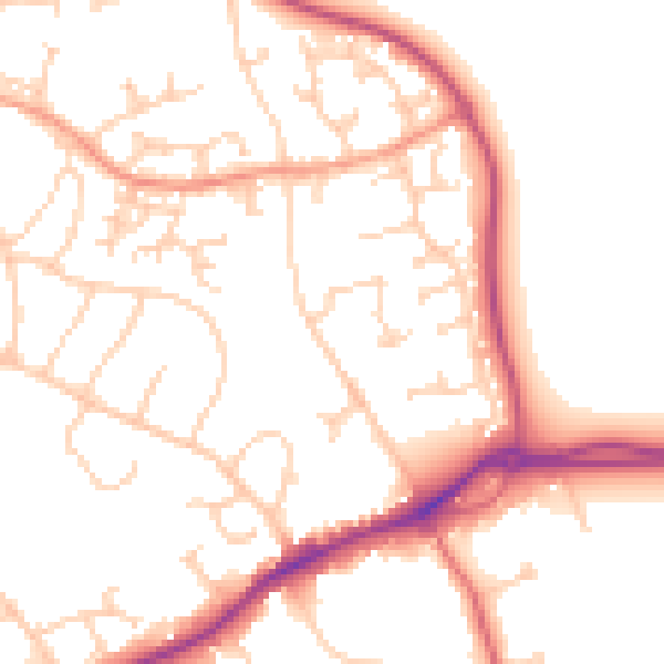 Daytime road noise heatmap for GU4 7AP