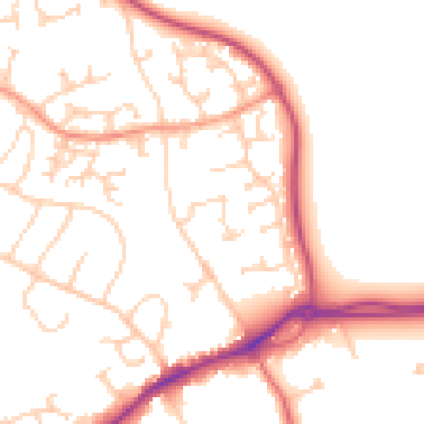 Daytime road noise heatmap for GU4 7AR