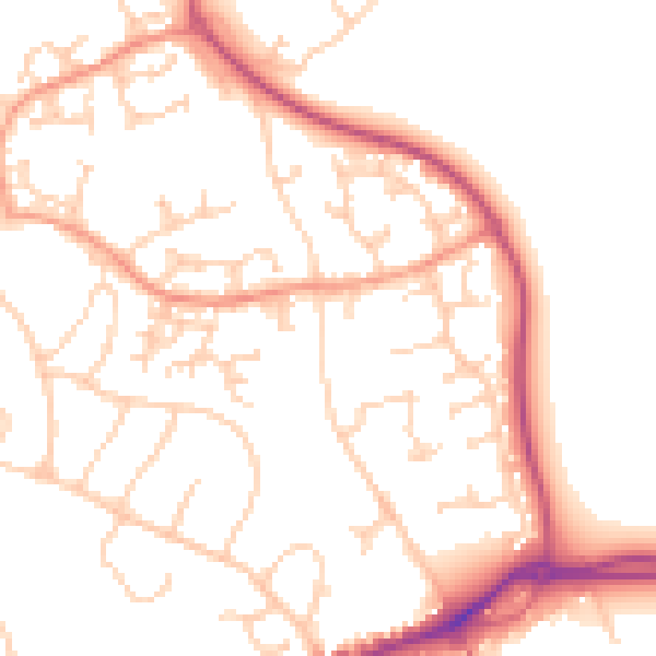 Daytime road noise heatmap for GU4 7AS