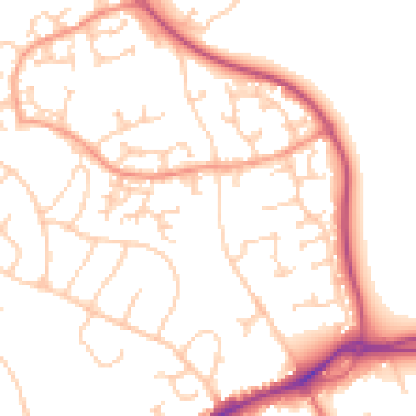 Daytime road noise heatmap for GU4 7AT