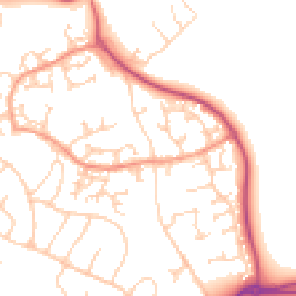 Daytime road noise heatmap for GU4 7AU