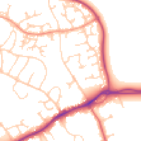 Daytime road noise heatmap for GU4 7AW