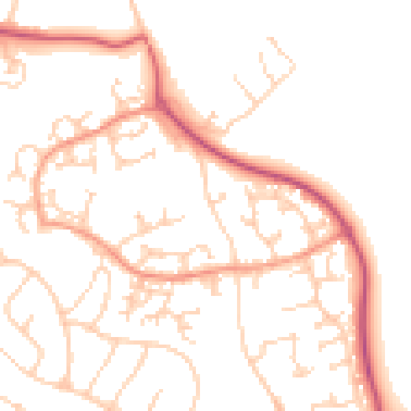 Daytime road noise heatmap for GU4 7AY