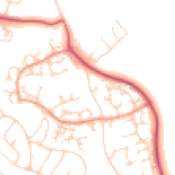 Daytime road noise heatmap for GU4 7AZ