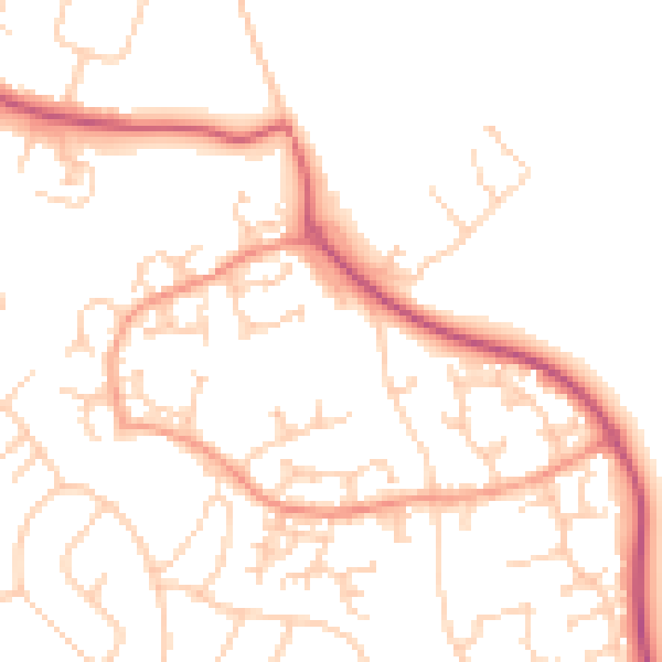 Daytime road noise heatmap for GU4 7BA