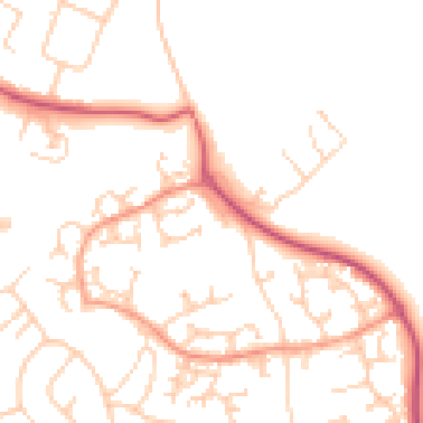 Daytime road noise heatmap for GU4 7BB