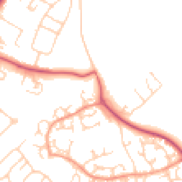 Daytime road noise heatmap for GU4 7BD