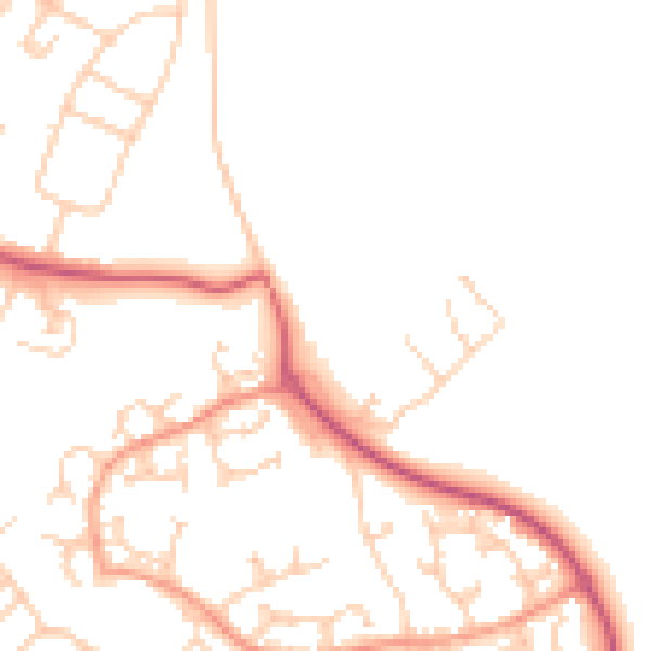 Daytime road noise heatmap for GU4 7BF