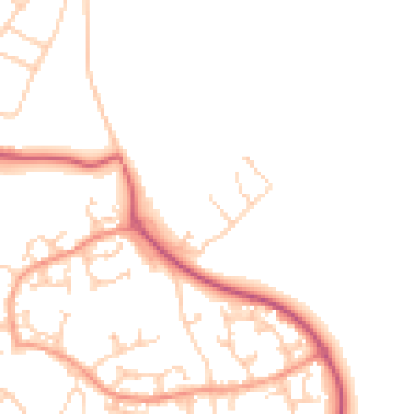Daytime road noise heatmap for GU4 7BH