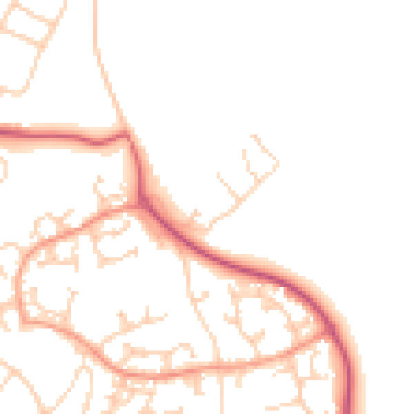 Daytime road noise heatmap for GU4 7BJ