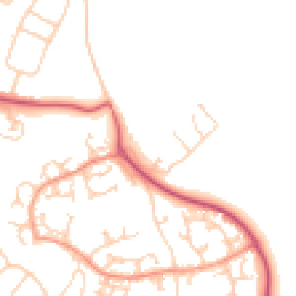 Daytime road noise heatmap for GU4 7BL