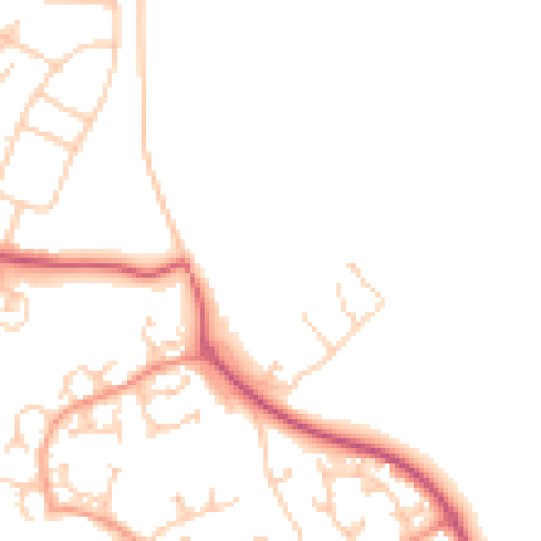 Daytime road noise heatmap for GU4 7BN