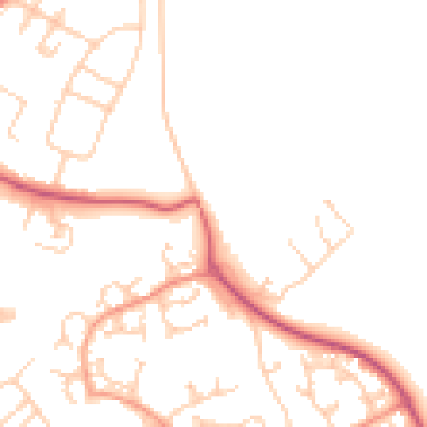 Daytime road noise heatmap for GU4 7BP