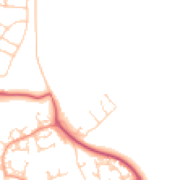 Daytime road noise heatmap for GU4 7BQ