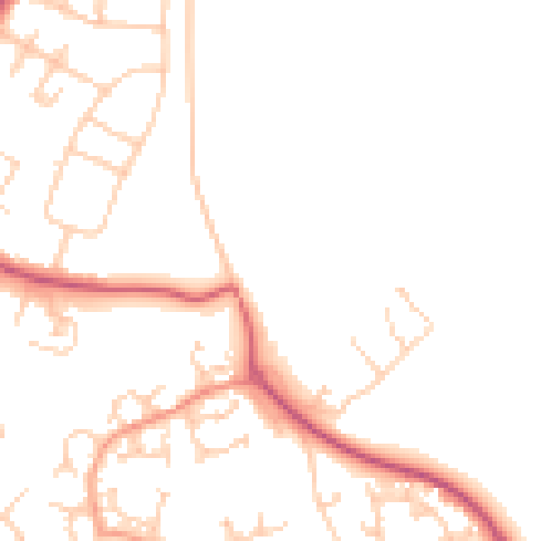 Daytime road noise heatmap for GU4 7BS