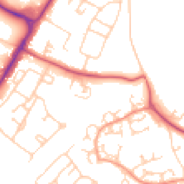 Daytime road noise heatmap for GU4 7BU